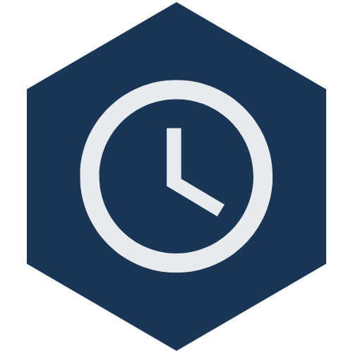 Icon Öffnungszeiten auf blauem Grund