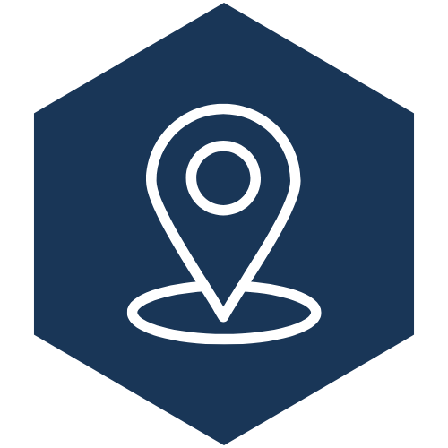 Icon Standort auf blauem Grund